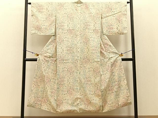 平和屋着物○本場大島紬 白大島 7マルキ 枝垂れ桜 証紙付き 正絹 逸品