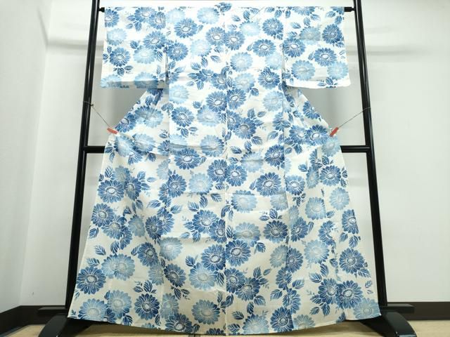 平和屋着物∴夏物 浴衣 舞菊文 綿 逸品 CABB6564ng - メルカリ