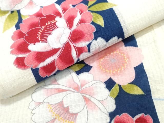 平和屋着物∴夏物　浴衣　綿紅梅　流水舞花文　綿　逸品　CAAW1109ng 平和屋着物∴夏物 浴衣 綿紅梅 牡丹花文 綿 逸品 CABB6569ng - メルカリ