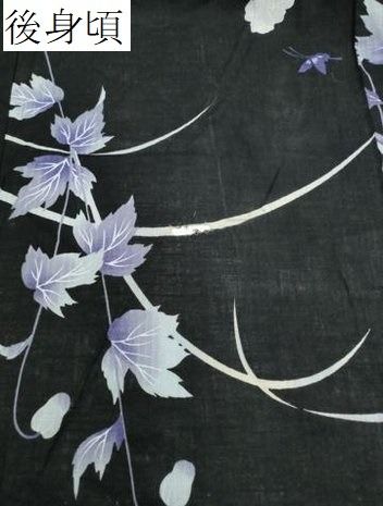 平和屋着物∴夏物 浴衣 草花舞蝶文 黒地 綿麻 逸品 CABB6573ng - メルカリ