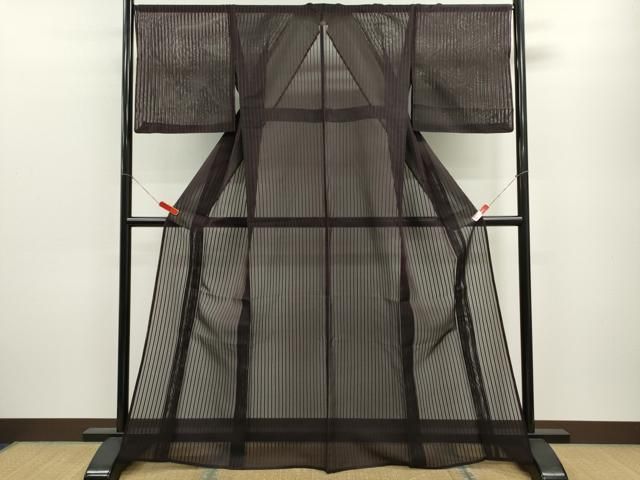 平和屋着物＊夏物 小紋 紗 縞 黒地 正絹 逸品 CABB9756ze - メルカリ