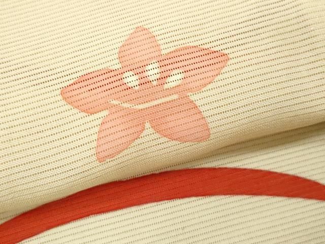 平和屋着物＊夏物 小紋 絽 芝草舞花文 銀彩 正絹 逸品 CABB9758ze