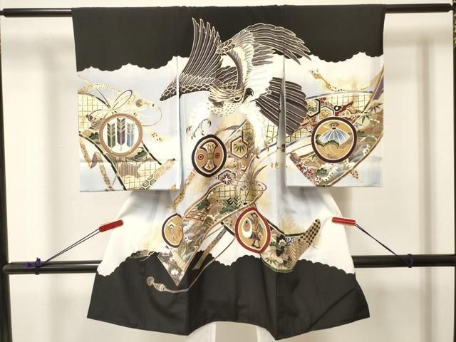 平和屋着物[]お宮参り 男の子 祝着 産着 初着 のしめ 鷹 鷲 打ち出の
