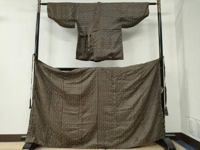 平和屋着物○本場大島紬 龍郷絣 道中着 二部式 正絹 逸品 CABB4651yc