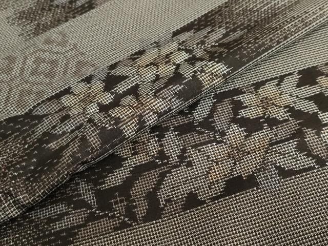 平和屋着物○本場大島紬 9マルキ 横段草花文 正絹 逸品 DABB0343ud