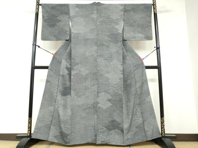 平和屋着物○伝統工芸士 廣瀬雄望 江戸小紋 百柄 松皮菱吉祥草花文