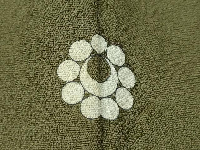 平和屋着物○本加賀友禅作家 毎田仁郎監修 色無地 草花地紋 鶸茶色