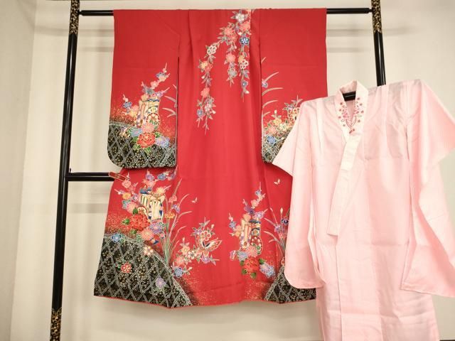 七五三　女の子　着物　長襦袢セット　アンティーク 平和屋着物[]七五三 女の子 7歳 祝着 四つ身 長襦袢(単衣・半衿刺繍