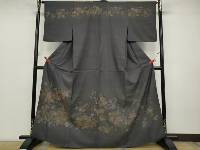 平和屋着物○染織の名門 しょうざん 生紬 訪問着 草花文 金彩 正絹