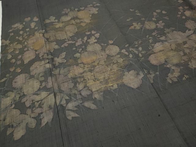 平和屋着物○染織の名門 しょうざん 生紬 訪問着 草花文 金彩 正絹