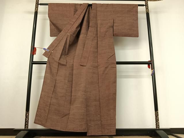 平和屋着物▽上質な紬 単衣 霞文 高島屋扱い 正絹 逸品 AABF2745jh