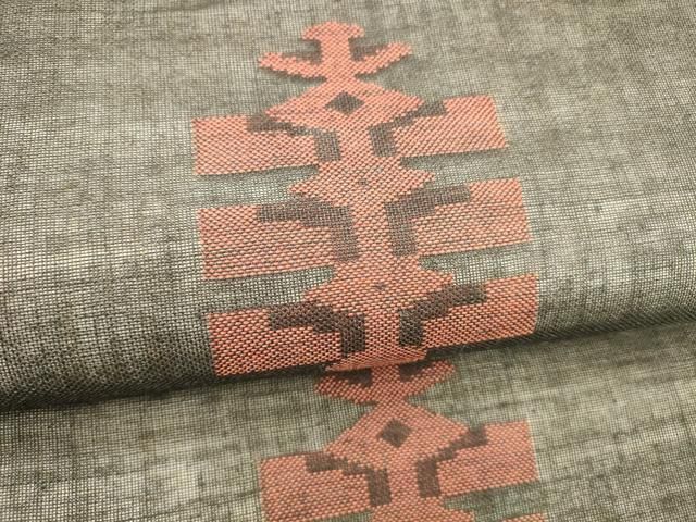 平和屋着物＊夏物 九寸名古屋帯 抽象文様 黒地 正絹 逸品 DABB3477cm