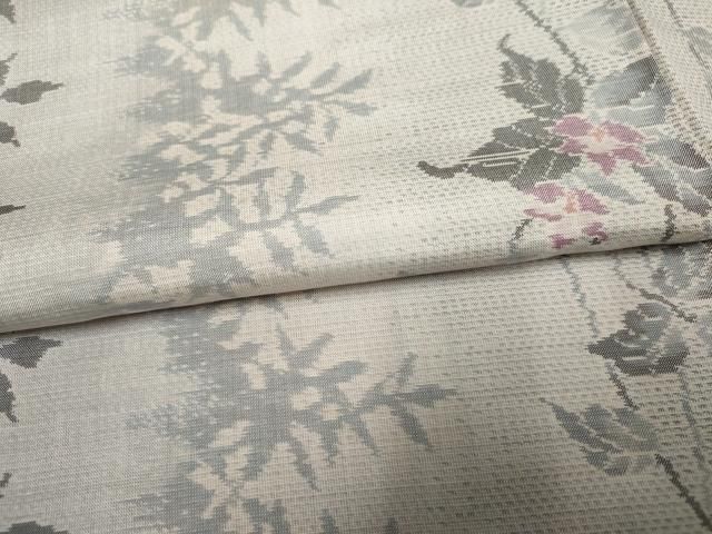 平和屋着物○本場大島紬 白大島 枝花間道 正絹 逸品 未使用 AABF2940cs