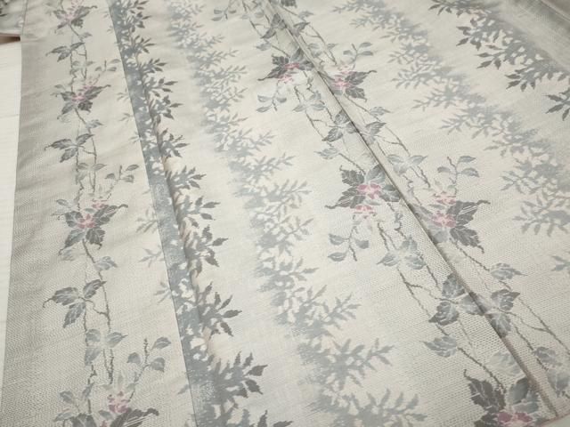 平和屋着物○本場大島紬 白大島 枝花間道 正絹 逸品 未使用 AABF2940cs