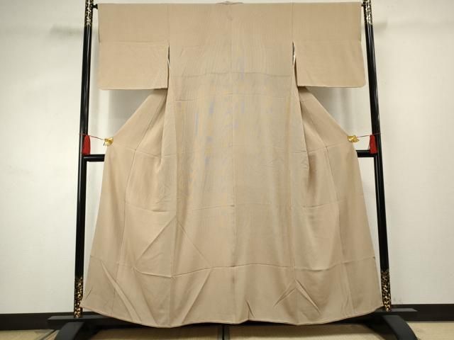 平和屋着物○伝統工芸士 砂川健一 江戸小紋 万筋 白茶色×薄卵色 正絹