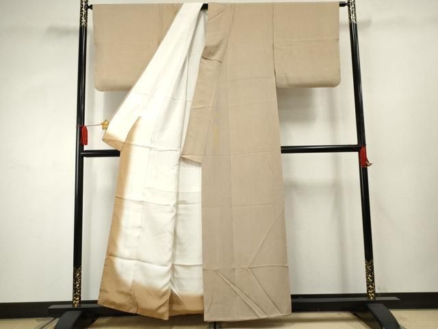 平和屋着物○伝統工芸士 砂川健一 江戸小紋 万筋 白茶色×薄卵色 正絹