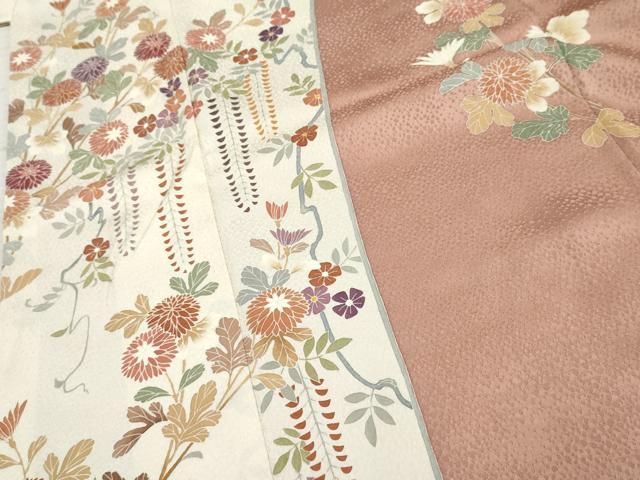 平和屋着物○訪問着 友禅 作家物 泰三 枝花文 正絹 逸品 AABF3036cs