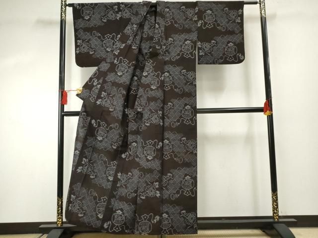 平和屋着物○弓浜絣 単衣 花鼓文 綿 逸品 AABF4215cs - メルカリ