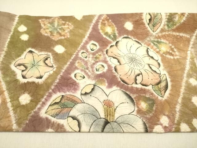 平和屋着物○九寸名古屋帯 紬地 絞り 辻が花 正絹 逸品 DABB7133op