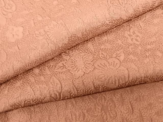 平和屋着物○上質な色無地 ふくれ織 辻が花地紋 薄紅色 正絹 逸品 未