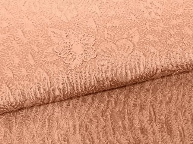 平和屋着物○上質な色無地 ふくれ織 辻が花地紋 薄紅色 正絹 逸品 未