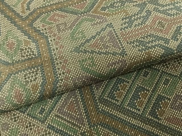 平和屋着物○本場大島紬 一元絣 幾何学文様 正絹 逸品 未使用