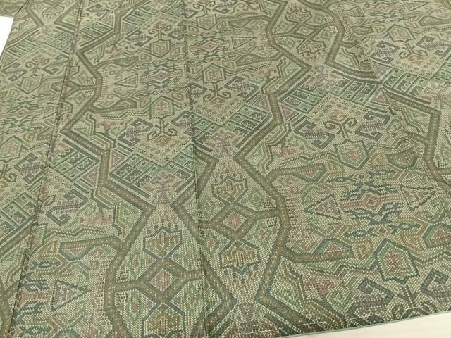 平和屋着物○本場大島紬 一元絣 幾何学文様 正絹 逸品 未使用