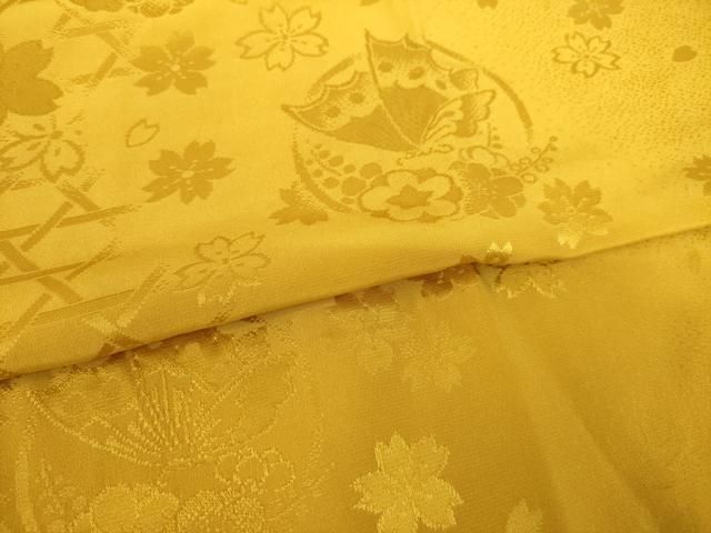 平和屋着物○長襦袢 無双仕立て 花蝶丸地紋 山吹茶色 やまと誂製 正絹