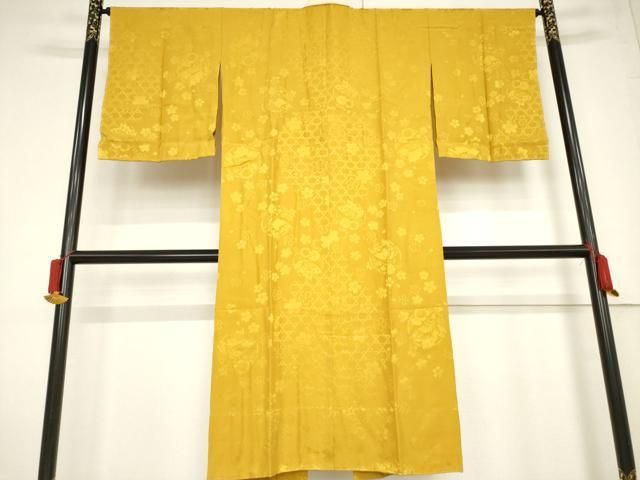 平和屋着物○長襦袢 無双仕立て 花蝶丸地紋 山吹茶色 やまと誂製 正絹