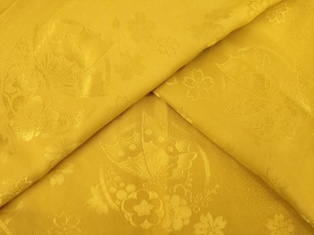 平和屋着物○長襦袢 無双仕立て 花蝶丸地紋 山吹茶色 やまと誂製 正絹