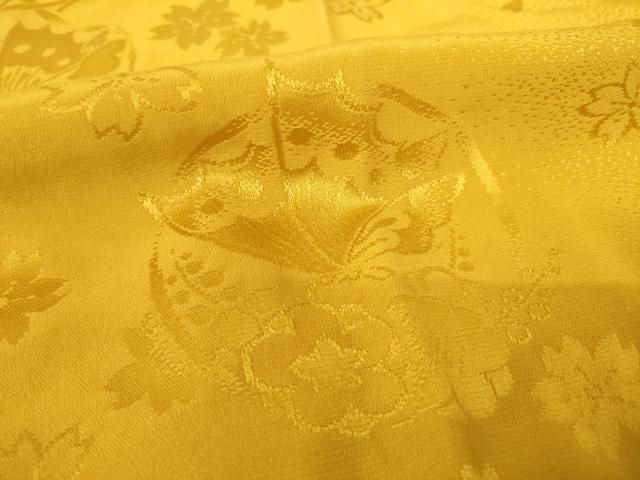 平和屋着物○長襦袢 無双仕立て 花蝶丸地紋 山吹茶色 やまと誂製 正絹