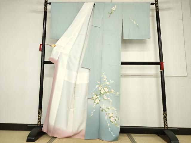 平和屋着物○本加賀友禅作家 南克治 訪問着 枝花文 暈し染め 正絹 逸品