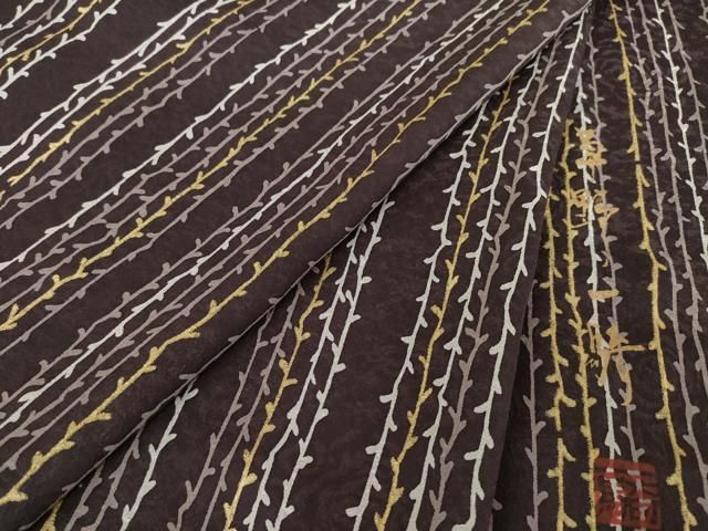 平和屋着物○染色作家 草野一騎 小紋 蔦草文 金彩 健勝苑扱い 正絹