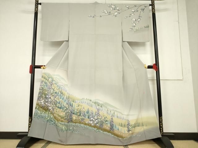 平和屋着物○十日町友禅作家 阿部佳雪 訪問着 風景文 正絹 逸品