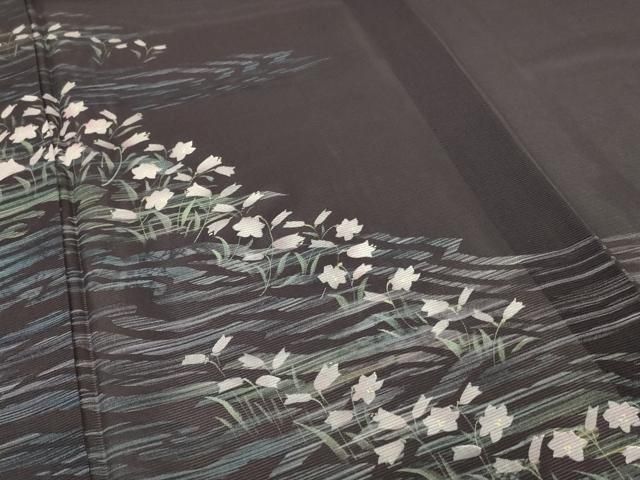 平和屋着物＊夏物 訪問着 絽 手描き 流水草花文 正絹 逸品 AABF2784jd