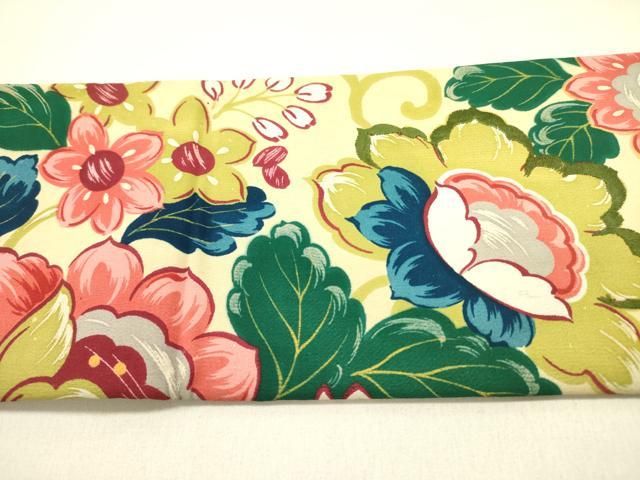 平和屋着物○アンティーク 大正ロマン 九寸名古屋帯 刺繍 草花 正絹