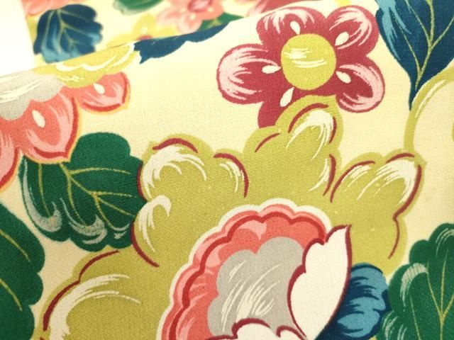 平和屋着物○アンティーク 大正ロマン 九寸名古屋帯 刺繍 草花 正絹