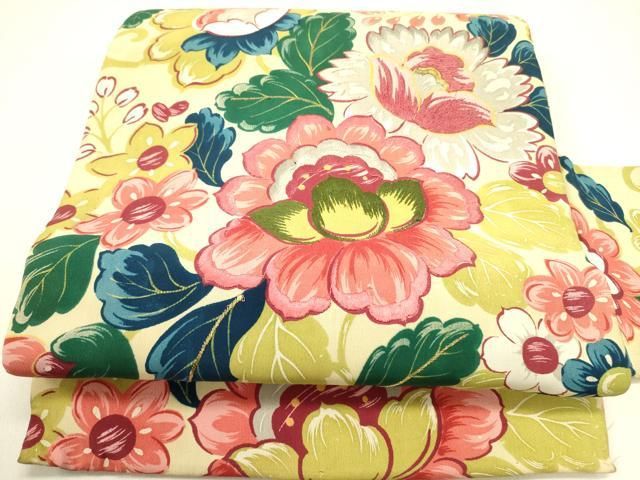 平和屋着物○アンティーク 大正ロマン 九寸名古屋帯 刺繍 草花 正絹