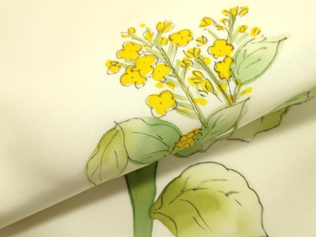 平和屋着物○塩瀬 九寸名古屋帯 手描き 草花 正絹 逸品 DABB7335op