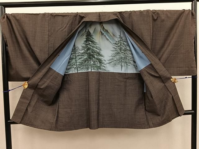 平和屋着物○男性 本場大島紬 アンサンブル キングサイズ 古代染色 純