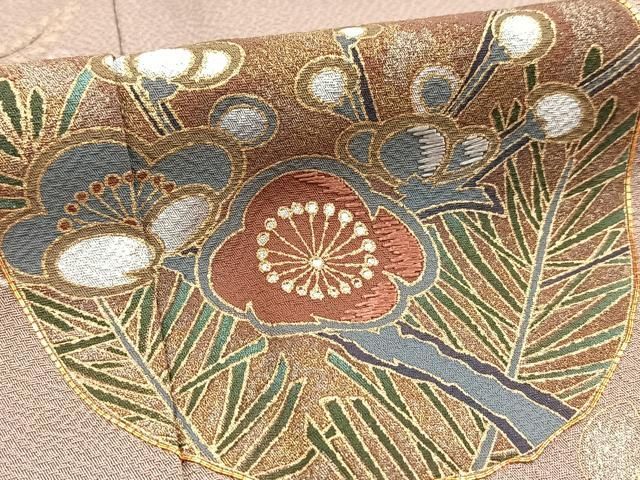 平和屋着物○訪問着 駒刺繍 絞り 休み鶴風景文 松竹梅 金彩 正絹 逸品