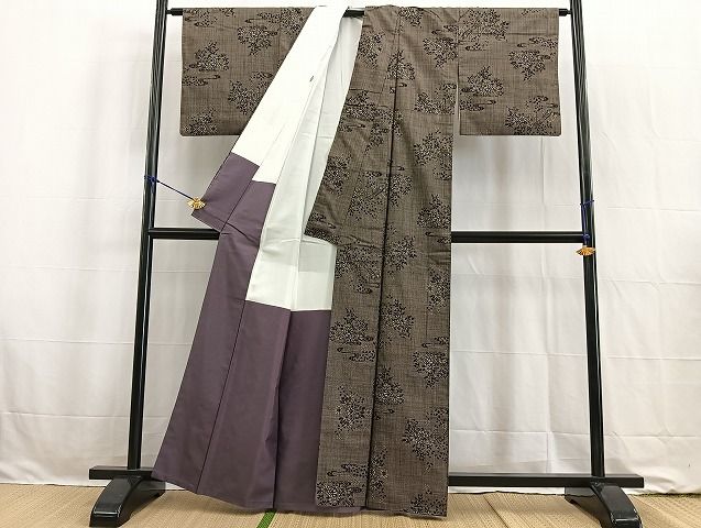 平和屋着物○本場大島紬 7マルキ 渡り橋花文 正絹 逸品 BAAW2180yc