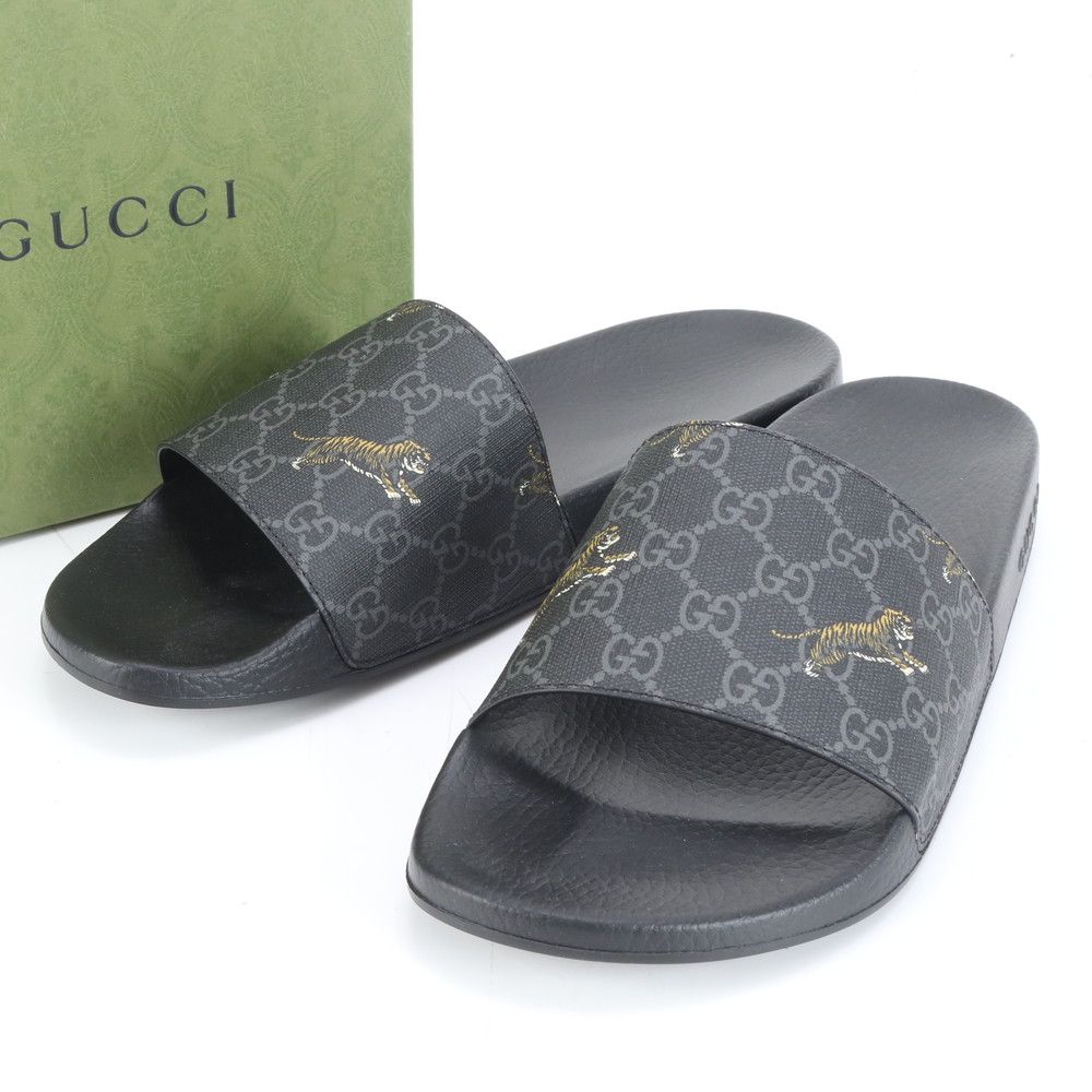 未使用 グッチ GGスプリーム タイガー スライド サンダル 407345 靴