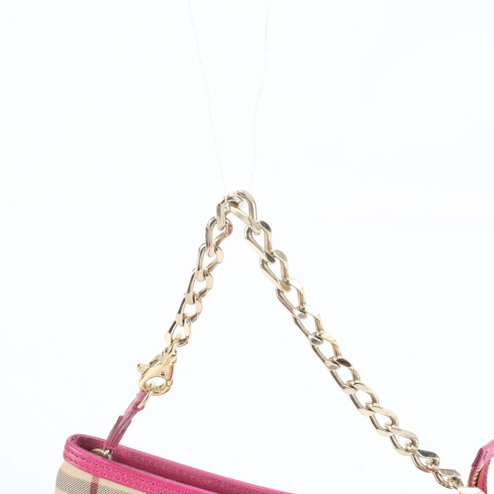 美品 バーバリー ノバ チェック チェーン ハンドバッグ レザー