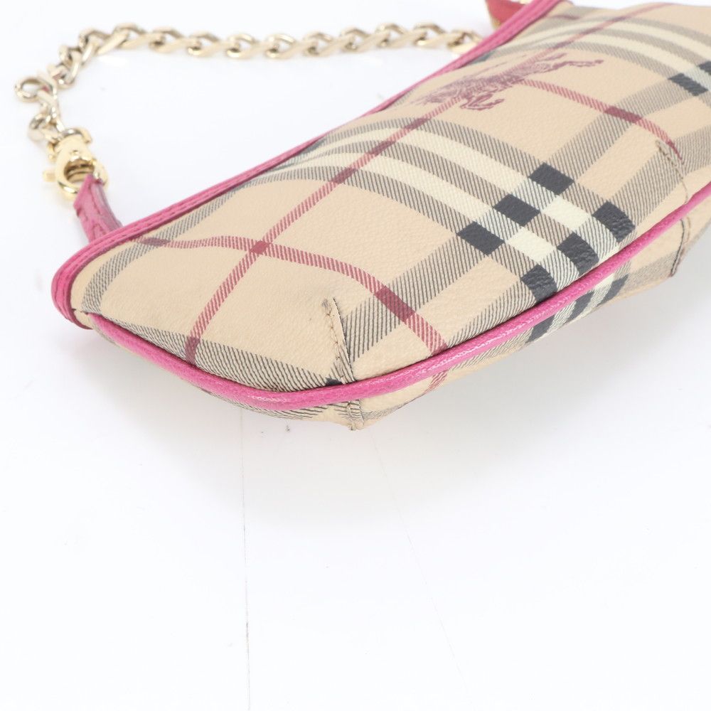 美品 バーバリー ノバ チェック チェーン ハンドバッグ レザー
