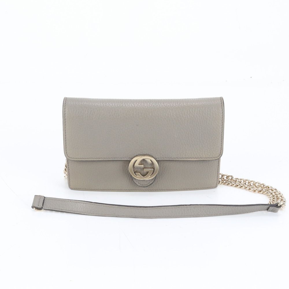 新品同様 グッチ インターロッキングG チェーン ウォレット バッグ