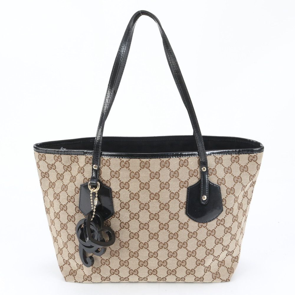 美品 グッチ GGキャンバス ジョリー 211976 レザー トート バッグ