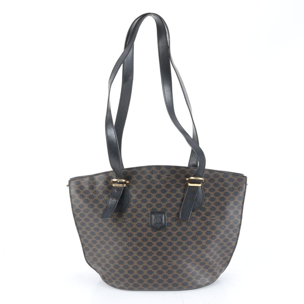 美品 セリーヌ マカダム レザー トート バッグ 肩掛け ショルダー