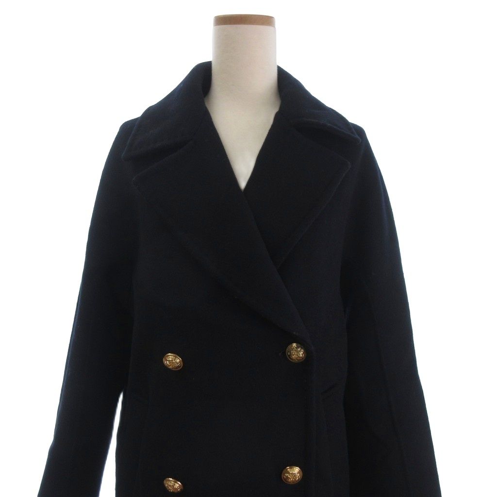 ザラウーマン ZARA WOMAN Pコート ミドル丈 金ボタン 紺 ネイビー XS