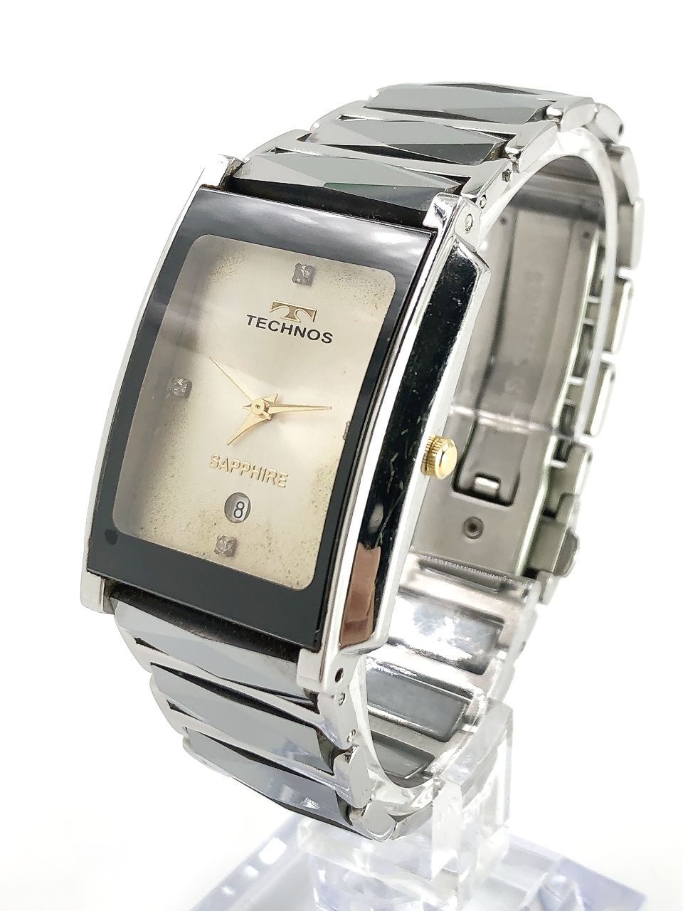 TECHNOS テクノス T9108 デイト メンズ 腕時計 スクエア ドレス